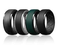Egnaro Silicone Ring for Men, Dual-Tone Breathable Mens' Rubber Bands - One Ring with Two Color, 9.5-10, Silicone, No Gemstone