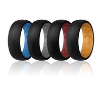 Egnaro Silicone Ring Men 1/4/5/6/7 Multipack of Breathable Mens Silicone Rubber Wedding Rings Bands with Air Flow Grooves, 10-10.5, Silicone, No Gemstone