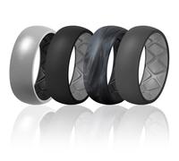 Egnaro Silicone Ring Men 1/4/5/6/7 Multipack of Breathable Mens Silicone Rubber Wedding Rings Bands with Air Flow Grooves, 11-11.5(23.24mm), Silicone, No Gemstone