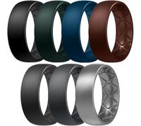 Egnaro Silicone Ring Men, Inner Arc Ergonomic Breathable Design Mens Rubber Wedding Band, 7 Rings / 4 Rings / 1 Ring Engagement Bands Promise Anniversary Rings, Suitable for Sports, Workout, Gym, 8