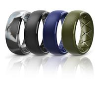 Egnaro Silicone Rings for Him, 1/4/6 Multipack Mens Wedding Bands with Breathable Design, Rubber Rings Men - 8.5mm Wide 2.5mm Thick, 9(18.9mm), Silicone, No Gemstone