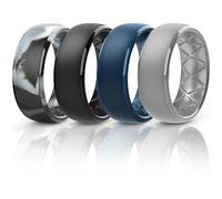Egnaro Silicone Rings for Him, 1/4/6 Multipack Mens Wedding Bands with Breathable Design, Rubber Rings Men - 8.5mm Wide 2.5mm Thick, 9(18.9mm), Silicone, No Gemstone