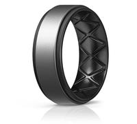 Egnaro Silicone Rings for Men 1/4/5/6/7 Multipack of Breathable Mens Silicone Rubber Wedding Rings Bands - Step Edge, 7.5-8, Silicone, No Gemstone