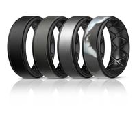 Egnaro Silicone Rings for Men 1/4/5/6/7 Multipack of Breathable Mens Silicone Rubber Wedding Rings Bands - Step Edge, 5.5/6, Silicone, No Gemstone