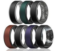 Egnaro Silicone Rings for Men 1/4/5/6/7 Multipack of Breathable Mens Silicone Rubber Wedding Rings Bands - Step Edge, 5.5/6, Silicone, No Gemstone