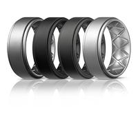 Egnaro Silicone Rings for Men 1/4/5/6/7 Multipack of Breathable Mens Silicone Rubber Wedding Rings Bands - Step Edge, 11.5-12, Silicone, No Gemstone
