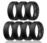 Egnaro Silicone Rings for Men 1/4/5/6/7 Multipack of Breathable Mens Silicone Rubber Wedding Rings Bands - Step Edge, 6.5-7, Silicone, No Gemstone