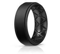 Egnaro Silicone Rings for Men 1/4/5/6/7 Multipack of Breathable Mens Silicone Rubber Wedding Rings Bands - Step Edge, 7.5-8, Silicone, No Gemstone