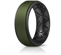 Egnaro Silicone Rings for Men 1/4/5/6/7 Multipack of Breathable Mens Silicone Rubber Wedding Rings Bands - Step Edge, 12.5-13, Silicone, No Gemstone