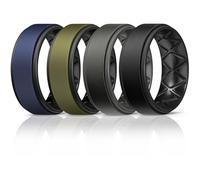 Egnaro Silicone Rings for Men 1/4/5/6/7 Multipack of Breathable Mens Silicone Rubber Wedding Rings Bands - Step Edge, 9.5-10, Silicone, No Gemstone