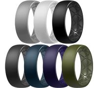 Egnaro Silicone Rings for Men with Half Sizes, Breathable Inner Arc Ergonomic Design Mens Silicone Rubber Wedding Band Engagement Bands Promise Rings for him Comfort Workout, Silicone, silicone