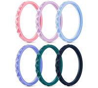 Egnaro Thin and Stackable Silicone Ring:2.5mm Wide - 2mm Thick Rubber Rings Women with Half Size,4-8 Variety Multipack, 6.5-7, Silicone, No Gemstone