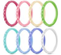 Egnaro Thin and Stackable Silicone Ring:2.5mm Wide - 2mm Thick Rubber Rings Women with Half Size,4-8 Variety Multipack, 6.5-7, Silicone, No Gemstone