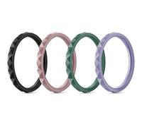 Egnaro Thin and Stackable Silicone Ring:2.5mm Wide - 2mm Thick Rubber Rings Women with Half Size,4-8 Variety Multipack, 6.5-7, Silicone, No Gemstone