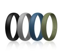 Egnaro Unisex Silicone Wedding Rings, Rubber Breathable Engagement Bands, Variety Multipack 1-7, 3.5-4, Silicone, No Gemstone