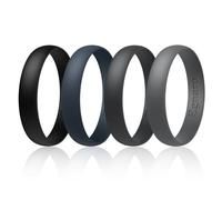 Egnaro Unisex Silicone Wedding Rings, Rubber Breathable Engagement Bands, Variety Multipack 1-7, 9.5-10, Silicone, No Gemstone