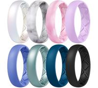 Egnaro Women’s Silicone Engagement Rings, Inner Arc Ergonomic Breathable Design with half sizes, Rubber Wedding Bands，5.5mm Wide-2mm Thick, 10.5-11, Silicone Rubber, No Gemstone