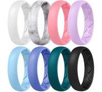 Egnaro Women’s Silicone Engagement Rings, Inner Arc Ergonomic Breathable Design with half sizes, Rubber Wedding Bands，5.5mm Wide-2mm Thick, 11.5-12, Silicone Rubber, No Gemstone
