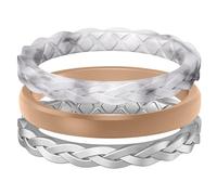 Egnaro Women’s Silicone Thin and Stackable Bridal Ring Sets, Rubber Wedding Bands, Variety Multipack With Breathable Grooves Workout Accessories, 9(20.70mm), Silicone, No Gemstone