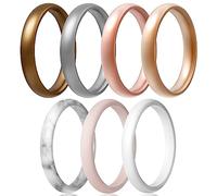 Egnaro Women's Bridal Rings Sets, Thin and Stackable Rings Silicone Women Wedding Bands，Rubber Promise Rings for Gift, Anniversary Ring for Work Out- 2.5mm Width - 1.8mm Thick, 5 UK, Silicone, No