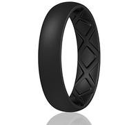 Egnaro Women's Engagement Rings, Silicone Inner Arc Ergonomic Breathable Design with half sizes, Rubber Wedding Band Rings，5.5mm Wide-2mm Thick, 5.5/6, Silicone Rubber, No Gemstone