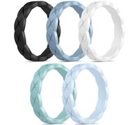 Egnaro Womens Engagement Silicone Wedding Bands, Breathable Silicone Rubber Rings For Women Sports, Workout Silicone Rings For Her, 6.5-7(20.06mm), Silicone, No Gemstone