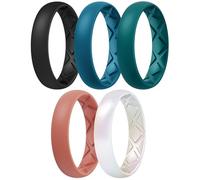 Egnaro Women's Silicone Anniversary Rings, 5.5mm Wide 2mm Thick Rubber Bands Flexible For Workout, 10.5-11, Silicone, No Gemstone