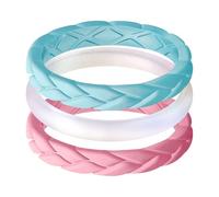 Egnaro Women's Silicone Stackable Rings 3.5mm Wide 2mm Thick, Rubber Flexible Hypoallergenic Wedding Bands For Workout Leaf Braided Fashion, 10.5-11, Silicone, No Gemstone