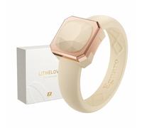 Egnaro Women's Silicone Wedding Band - Square Faux-Diamond Metal-Frame Rubber Wedding Ring - Breathable Silicone Ring for Work Travel Gym with Gift Box, 6.5-7, Silicone Rubber, No Gemstone