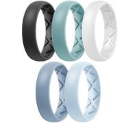 Egnaro Women's Statement Rings, Inner Arc Ergonomic Breathable Design with half sizes, Rubber Wedding Bands，5.5mm Wide-2mm Thick, 11.5-12, Silicone Rubber, No Gemstone