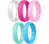 Egnaro Women's Statement Rings, Inner Arc Ergonomic Breathable Design with half sizes, Rubber Wedding Bands，5.5mm Wide-2mm Thick, 11.5-12, Silicone Rubber, No Gemstone