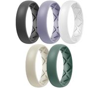 Egnaro Women's Statement Rings, Inner Arc Ergonomic Breathable Design with half sizes, Rubber Wedding Bands,5.5mm Wide-2mm Thick, 11.5-12, Silicone Rubber, No Gemstone