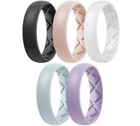 Egnaro Women's Statement Rings, Inner Arc Ergonomic Breathable Design with half sizes, Rubber Wedding Bands，5.5mm Wide-2mm Thick, 11.5-12, Silicone Rubber, No Gemstone