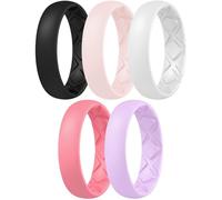 Egnaro Women's Statement Rings, Inner Arc Ergonomic Breathable Design with half sizes, Rubber Wedding Bands,5.5mm Wide-2mm Thick, 10.5-11, Silicone Rubber, No Gemstone
