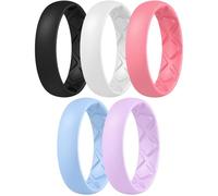 Egnaro Women's Statement Rings, Inner Arc Ergonomic Breathable Design with half sizes, Rubber Wedding Bands，5.5mm Wide-2mm Thick, 10.5-11, Silicone Rubber, No Gemstone