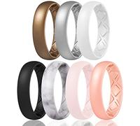 Egnaro Women's Statement Rings, Inner Arc Ergonomic Breathable Design with half sizes, Rubber Wedding Bands，5.5mm Wide-2mm Thick, 10.5-11, Silicone Rubber, No Gemstone