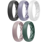 Egnaro Women's Statement Rings, Inner Arc Ergonomic Breathable Design with half sizes, Rubber Wedding Bands,5.5mm Wide-2mm Thick, 11.5-12, Silicone Rubber, No Gemstone