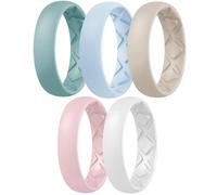 Egnaro Women's Statement Rings, Inner Arc Ergonomic Breathable Design with half sizes, Rubber Wedding Bands，5.5mm Wide-2mm Thick, 11.5-12, Silicone Rubber, No Gemstone