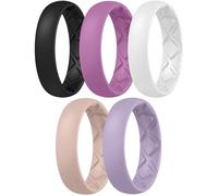 Egnaro Women's Statement Rings, Inner Arc Ergonomic Breathable Design with half sizes, Rubber Wedding Bands，5.5mm Wide-2mm Thick, 11.5-12, Silicone Rubber, No Gemstone
