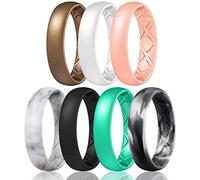 Egnaro Women's Statement Rings, Inner Arc Ergonomic Breathable Design with half sizes, Rubber Wedding Bands，5.5mm Wide-2mm Thick, 11.5-12, Silicone Rubber, No Gemstone