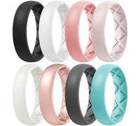 Egnaro Women's Statement Rings, Inner Arc Ergonomic Breathable Design with half sizes, Rubber Wedding Bands，5.5mm Wide-2mm Thick, 10.5-11, Silicone Rubber, No Gemstone