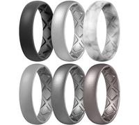 Egnaro Women's Statement Rings, Inner Arc Ergonomic Breathable Design with half sizes, Rubber Wedding Bands，5.5mm Wide-2mm Thick, 11.5-12, Silicone Rubber, No Gemstone