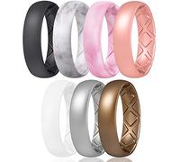 Egnaro Women's Statement Rings, Silicone Wedding Rubber Band with Half Size, Inner Arc Ergonomic Breathable Design, 6mm Wide - 2mm Thick, 10.5-11(23.57mm), Silicone, No Gemstone