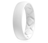 Egnaro Women's Statement Rings, Silicone Wedding Rubber Band with Half Size, Inner Arc Ergonomic Breathable Design, 6mm Wide - 2mm Thick