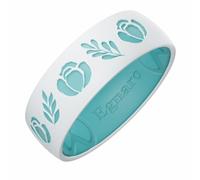 Egnaro Women's Two-Tone Silicone Wedding Ring with a Floral Engraved Design, 5.5/6, Silicone Rubber, No Gemstone