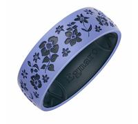 Egnaro Women's Two-Tone Silicone Wedding Ring with a Floral Engraved Design, 6.5-7, Silicone Rubber, No Gemstone