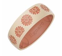 Egnaro Women's Two-Tone Silicone Wedding Ring with a Floral Engraved Design, 7.5-8, Silicone Rubber, No Gemstone
