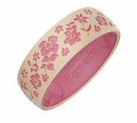 Egnaro Women's Two-Tone Silicone Wedding Ring with a Floral Engraved Design, 7.5-8, Silicone Rubber, No Gemstone