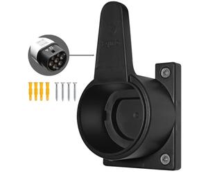 EGNIO Type 2 EV Cable Holder, Wall Mount Organiser for Electric Car with IEC 51296-2 Plugs, Weather Proof Holder for Most EU EVs Charging Cable Tidy, Including Mounting Kit Black