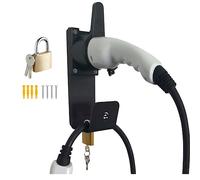 EGNIO Type 2 EV Charger Holder, Padlock Loackable Wall Mount Holder for Electric Car with IEC 51296-2 Plugs, Weather Proof Holder for Most EU EVs Charging Cable Tidy, Black